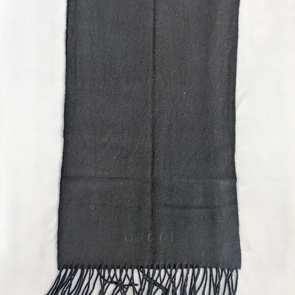 Gucci Authentic Scarf Black 100% Cashmere Unisex Scarf Made in Italy. - Picture 3 of 8